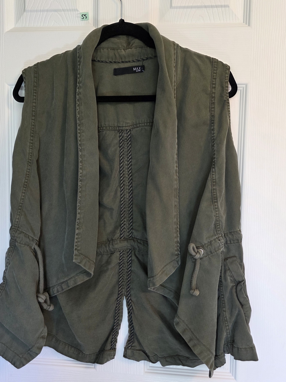 Max Jeans Olive Draped Utility Vest